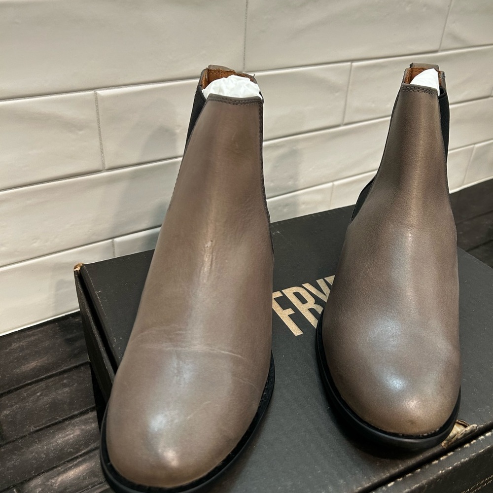 Frye Gray Ankle Booties with Elastic Panels